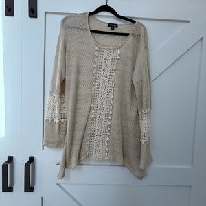 Elegant Beige Lace Women's Blouse